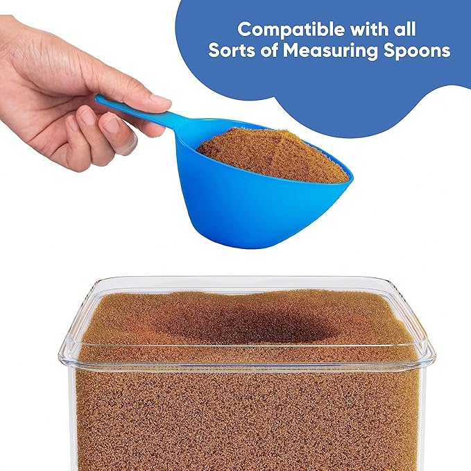 Chef's Path Extra Large Airtight Food Storage Containers with Blue Lid Color, Pack of 6, Kitchen and Pantry Canisters for Flour, Sugar, and Baking Supplies, Includes Measuring Spoons, Labels, and Pen
