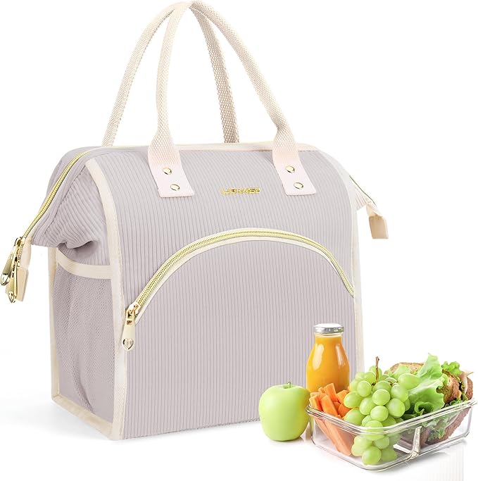 Personalized Initials Lunch Box for Women& Men,Preppy Reusable 10 L Insulated Lunch Bag,Leakproof Large Adults lunch tote Cooler Bags Insulated for Beach,Travel,Work,Picnic-Birthday Gifts（Gray）
