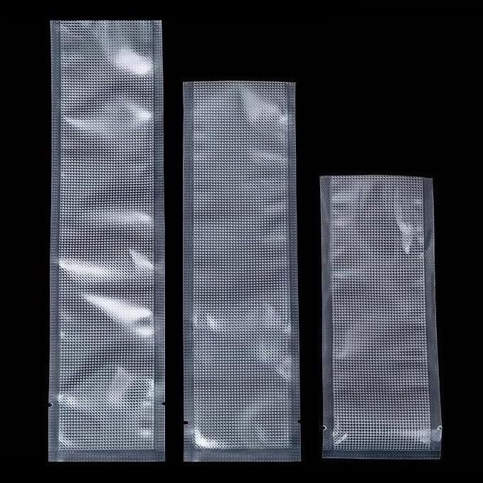 FERENLI 100 Pieces 3.9x9.8 inch (Usable Size 3.5x9.3 inch) Vacuum Sealer Bags for Food Storage Open Top Clear Plastic Flat Pouches Bulk Food Packaging Bags with Tear Notch
