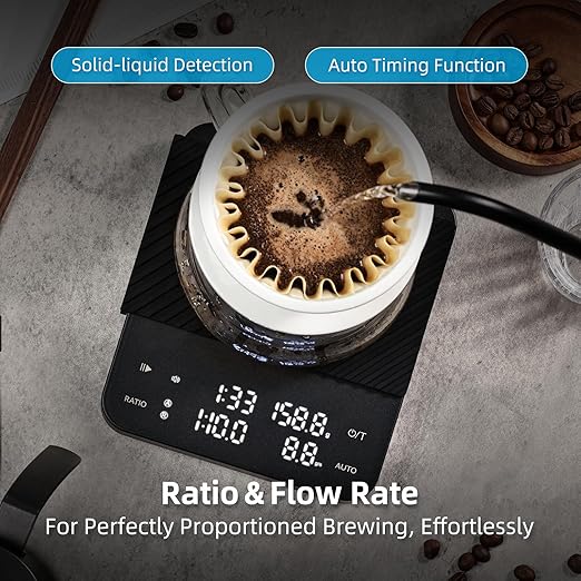 Coffee Scale with Timer, 0.1g High Precision Kitchen Scale, Pour Over Coffee Scale, Drip Espresso Scale with Auto Tare, Touch Sensor and Silicone Cover - 4.4 lbs/2 kg