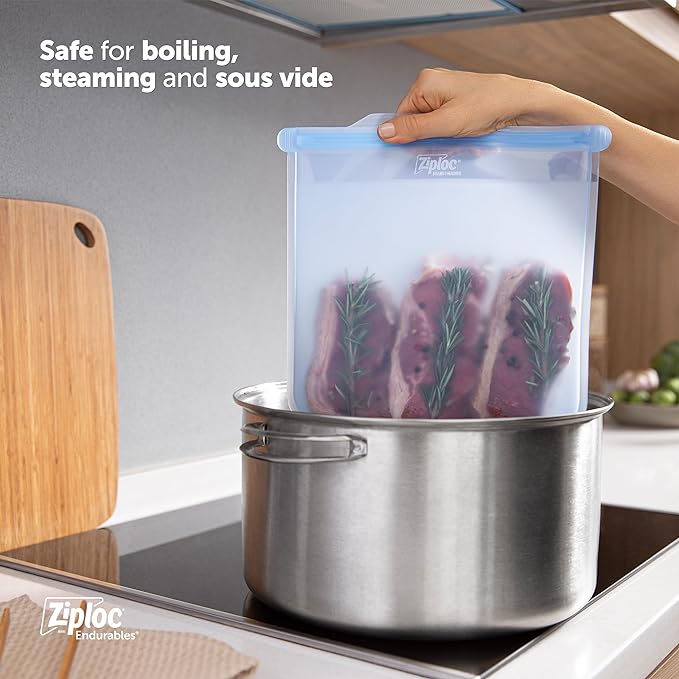 Ziploc Endurables Pouch and Containers Variety Pack, Reusable Silicone Bags and Food Storage Meal Prep Containers for Freezer, Oven, and Microwave, Dishwasher Safe