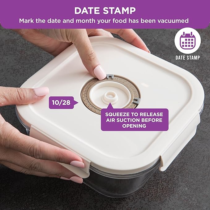 HOLDN’ STORAGE Vacuum Food Storage Containers, Set of 6 Glass Containers plus a Manual Vacuum Pump – Keep Food Fresh Longer, BPA-Free Glass, Leak-Proof, Ideal for Meal Prep, Marinating.