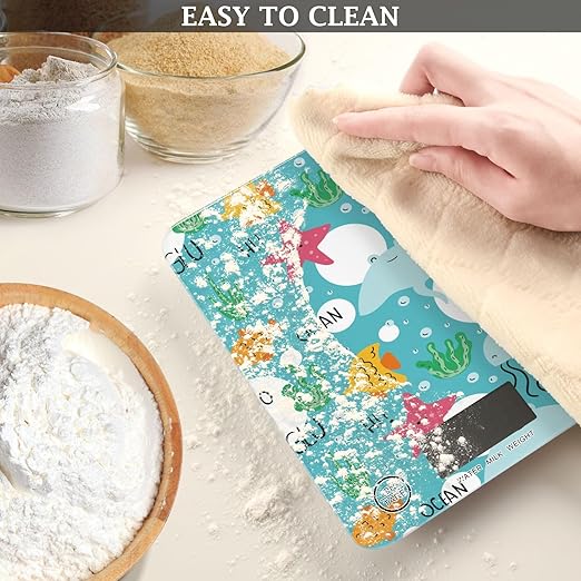 Food Scale Kitchen Scale for Baking Cooking Digital Food Weighing Measuring Scale Small Waterproof Electric Food Scale Sea Animals