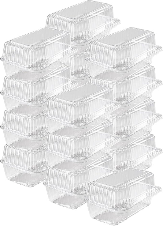 Tecnoplast 25-Pack Clear Plastic Food Containers, Clamshell Take Out Containers, 7 x 4 inch, Perfect for Dessert, Snacks, and Meals