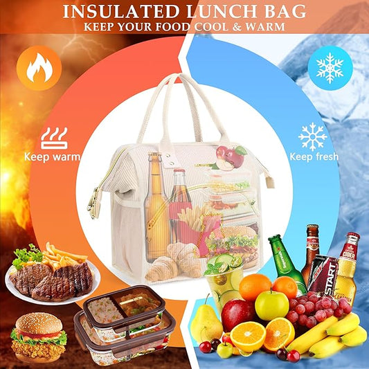 Personalized Initials Lunch Box for Women& Men, Preppy Reusable 10 L Insulated Lunch Bag, Leakproof Large Ydults lunch tote Cooler Bags Insulated for Beach,Travel,Work, Picnic-Birthday Gifts（Beige Y）
