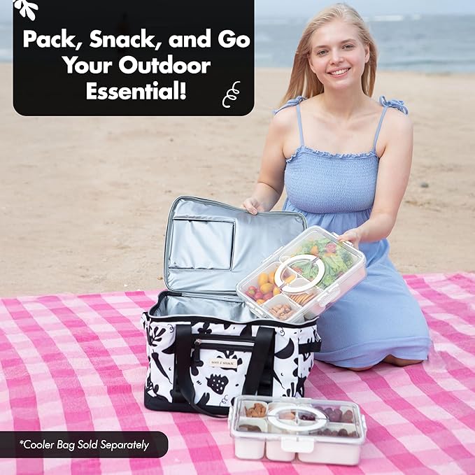 Sort & Snack 10 in 1 Large Snackle Box Container, Dishwasher safe snackle box, Customizable Snack Box, Veggie Tray with Lid, Divided Serving Tray with Lid, Travel Snack Container, Snack Organizer