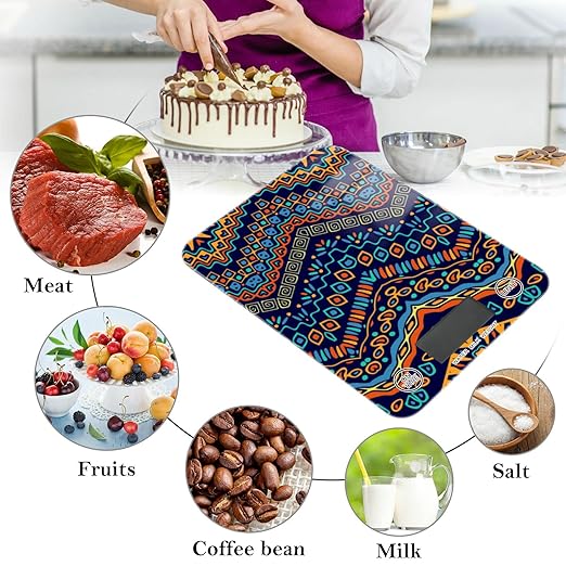 Food Scale Kitchen Digital Scale Food Ounces and Grams Dieting Baking Cooking Waterproof Glass Panels LCD Display,4 Units Scale Tare Function Boho