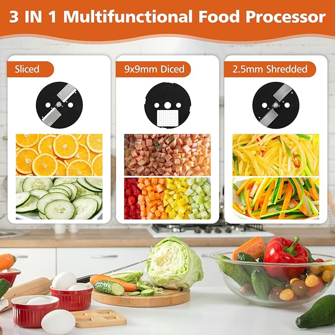 3 in 1 Electric Vegetable Chopper, Multifunctional Chopper Vegetable Cutter Slicer Dicer Machine Automatic Cutter for Onion Shredder Potato Slicer, Veggie Processor Home Use