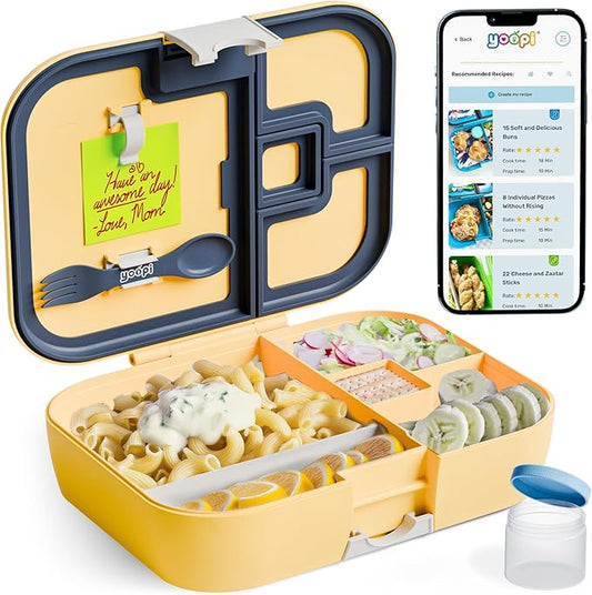 Digital bento lunch box for kids offers ideal portion sizes. Leakproof, lightweight and dishwasher-safe, this durable bento box for kids & toddler is also BPA-free, available in Sunny Yellow