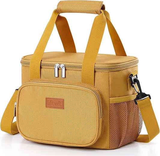 Lifewit Large Lunch Bag Insulated Lunch Box Soft Cooler Cooling Tote for Adult Men Women, Brown 12-Can (9L)