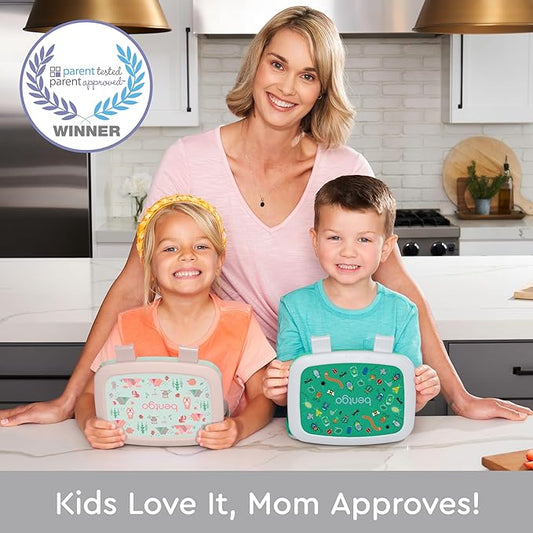 Bentgo Kids Prints Leak-Proof, 5-Compartment Bento-Style Kids Lunch Box - Ideal Portion Sizes for Ages 3-7, Durable, Drop-Proof, Dishwasher Safe, & Made with BPA-Free Materials (Bug Buddies)
