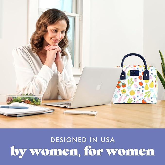 Fit & Fresh Lunch Bag For Women, Insulated Womens Lunch Bag For Work, Leakproof & Stain-Resistant Large Lunch Box For Women With Containers, Zipper Closure Bloomington Lunch Bag, Fruit Print