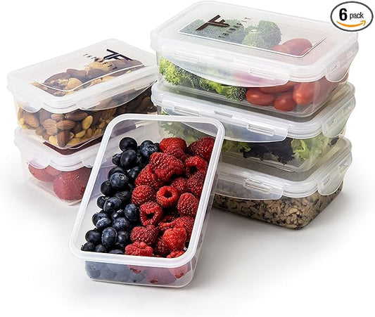 ThinkFit Meal Prep Containers, BPA Free - Airtight Food Storage Containers Best for Meal Prepping & Portion Control - Reusable, Stackable, Microwavable, Dishwasher & Freezer Safe (6 Piece Set)