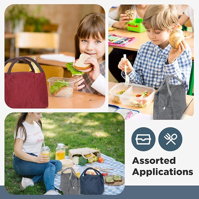 Chunful 12 Pcs Lunch Bags Bulk Insulated Reusable Lunch Bags Pouch with Aluminum for Women Adult School Office Work Employees