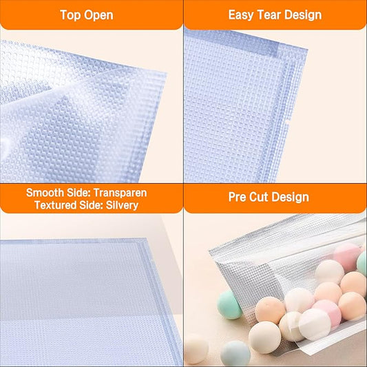 CANLENPK 4x6Inch/10x15cm Small Silver Back and Clear Front Vacuum Sealer Bags,Food Storage Bag,Seal Meal Snack Fruit Nut,Boil Steam Heat Freeze,Commercial Grade Heavy Duty Sealable Bags (100PCS)
