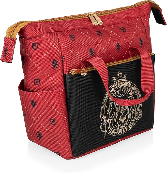PICNIC TIME Harry Potter Gryffindor On The Go Lunch Cooler, Soft Cooler Lunch Box, Insulated Lunch Bag, (Black with Red Accents)