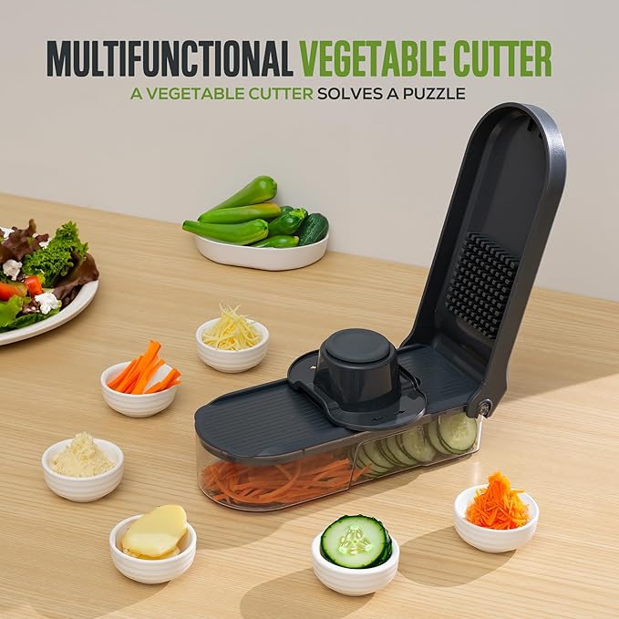 Heavy Duty 6-in-1 Vegetable Chopper & Mandoline Slicer | 6-Blade Onion Dicer Cutter with Storage Container | Kitchen Prep Tool for Meal Planning & Cooking