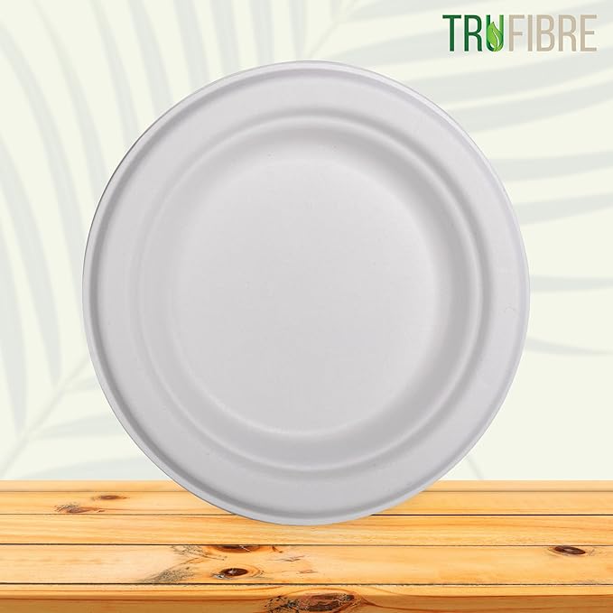 6" Paper Plates, Compostable Bagasse Food Container, Disposable, Microwave Safe for Lunch, Dinner, Party, Supplies, Events, Bulk, 125 Pack