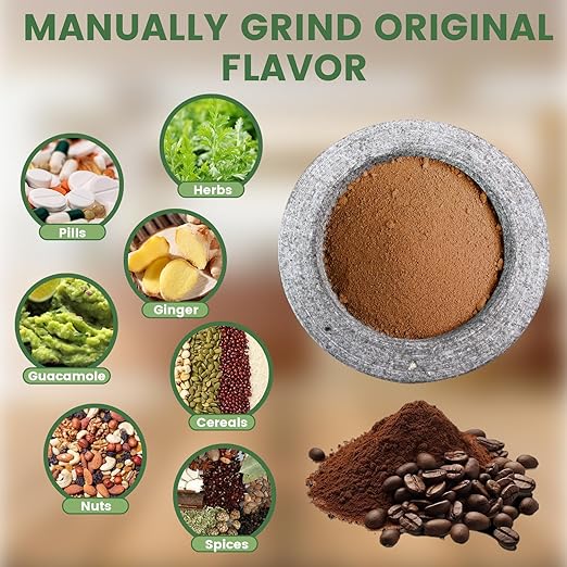 Luvan Mortar and Pestle Set,2 Cups Unpolished Granite Natural Stone Grinder Bowl for Molcajete Guacamole Bowl Crushing/Mexicano Guacamole,Spices Grinder,Herb Crusher,Salsa Pesto-6IN/Gray