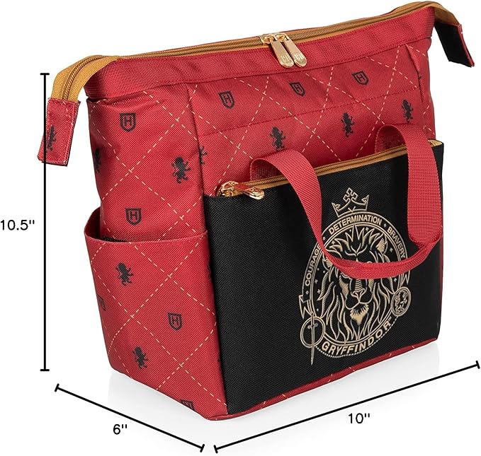 PICNIC TIME Harry Potter Gryffindor On The Go Lunch Cooler, Soft Cooler Lunch Box, Insulated Lunch Bag, (Black with Red Accents)