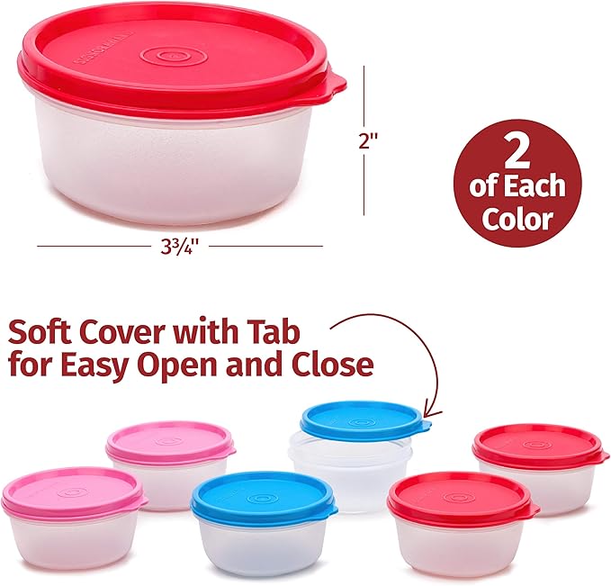 SIGNORA WARE Condiment Containers with Lids- 6 pk. 6.5 oz.Salad Dressing to go Small Food Storage Containers- Sauce Cups Leak proof Reusable Plastic BPA free for Lunch Box Picnic Travel