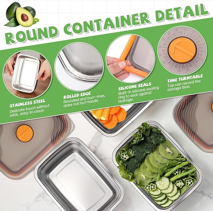 4pcs Stainless Steel Containers with Lids, Reusable Food Storage Containers, Stainless Steel Lunch Box for Office Travel