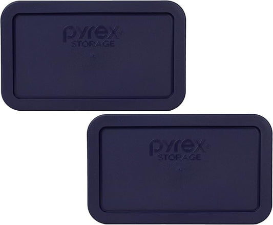Pyrex Bundle - 2 Items: 7214-PC 4.8-Cup Dark Blue Plastic Food Storage Lids Made in the USA