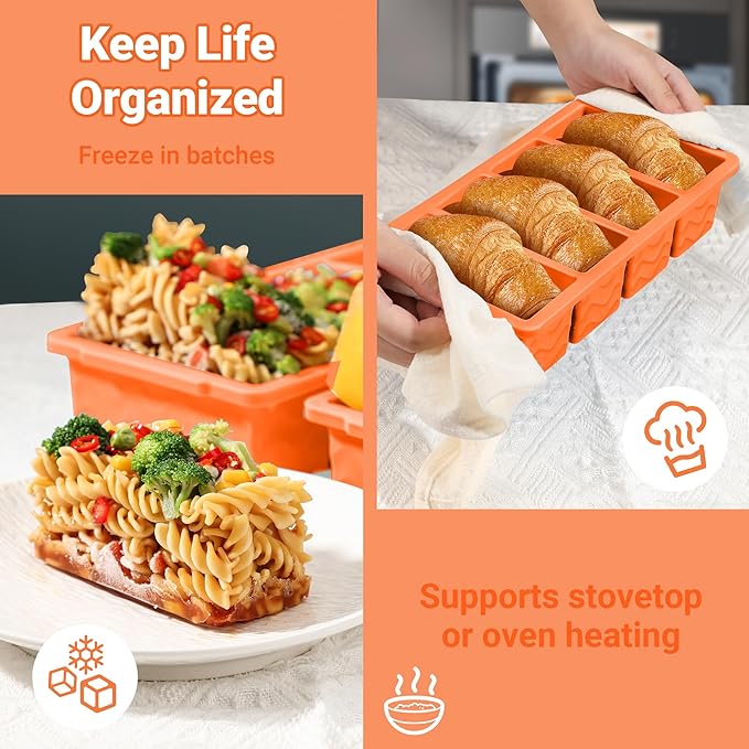 Silicone Freezer Tray for Soup with Lid – 1-Cup Soup Container Style Ice Cube Trays for Freezer, Meal Prep & Food Storage, Freeze 250mL/125mL Portions – 2 Pack