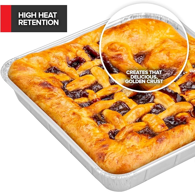(Set of 40) Aluminum Pans Disposable, (20) 9x13, (10) 8x8, (10) 1-Lb Heavy Duty Foil Pans, Baking Tins, Cooking Trays, Large and Small Catering Food Containers for Roasting, Serving, Holiday Meal Prep