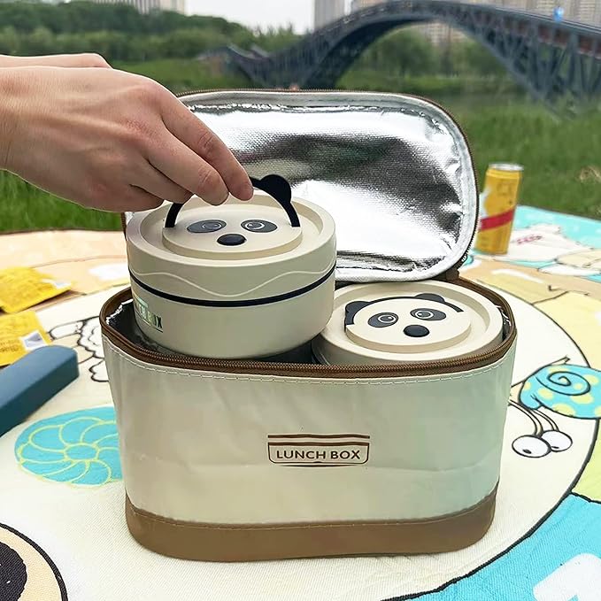 Lunch Box Insulated Lunch Box Stainless Steel,Leakproof,Stackable,Thermal Lunch Bag,Cutlery Set,59 Oz/1740ml,Lunch Containers Adults Women Work Camping Outdoor