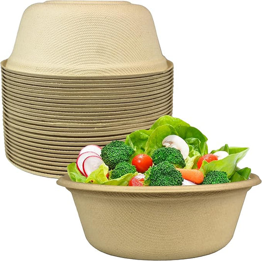Leak-Proof, Compostable 11.5 oz Disposable Bowls 200 Pk. Sturdy, Eco Friendly, Microwave Safe, BPA-free Sugarcane Containers for Dinner or Dessert. Small Serving Bowl for Hot Soup, Salad, Snacks