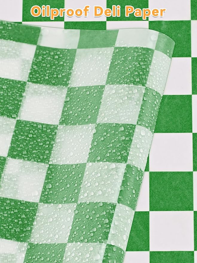 SMARTAKE 12 x 12 Inches Wax Paper for Food, 250 Pcs Non-Stick Hamburger Patty Paper, Square Sandwich Separators Wrapping Paper, for Lunch, Restaurants, Barbecues, Picnics, Parties, Green Plaid