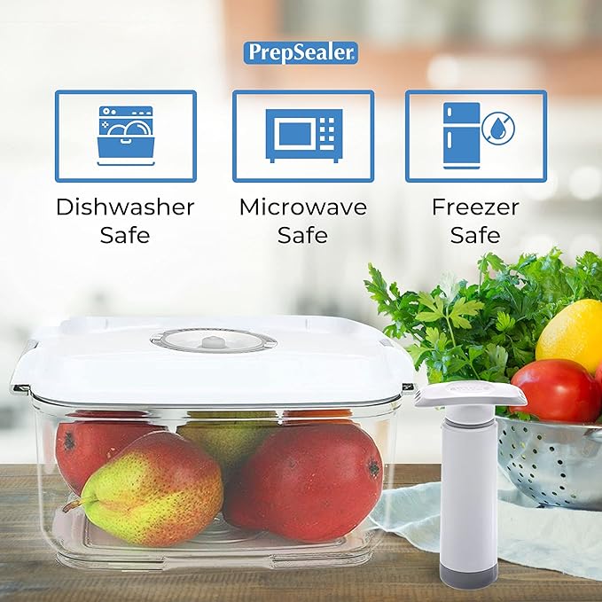 Food Saving Airtight BPA-free Tritan Vacuum Container (2L Rectangle + Pump + Tray) - Marinating, Fruit Keeper
