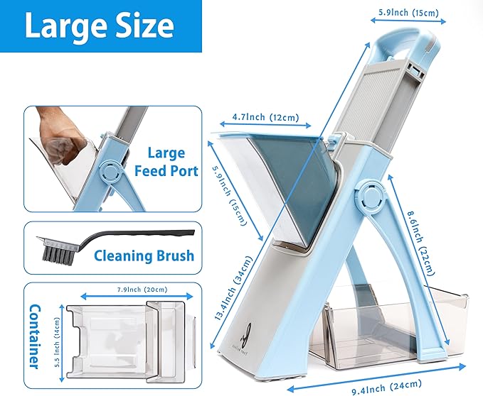 Vegetable cutter WITH GIFT, upgraded Multi-Function Mandoline adjustable and effortless, cheese grater paper shredder kitchen gadgets onion french fry and potato peeler efficient for home Chefs.