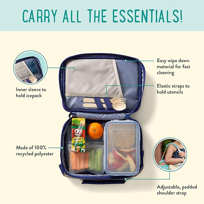 PlanetBox Insulated Lunch Bag Easy to clean and Durable Carry Bag with Pockets for Snacks and Drinks, and adjustable straps Stardust