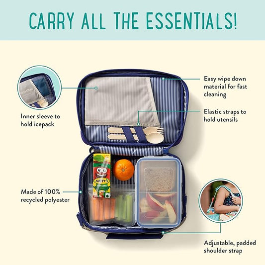 PlanetBox Insulated Lunch Bag Easy to clean and Durable Carry Bag with Pockets for Snacks and Drinks, and adjustable straps Stardust