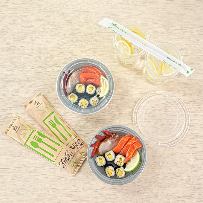 Restaurantware Asporto 16 Ounce Round Take Out Containers, 100 Food Containers With Lids - Microwavable, Disposable, Silver Plastic To Go Food Containers, No BPA, For Take Out And Delivery