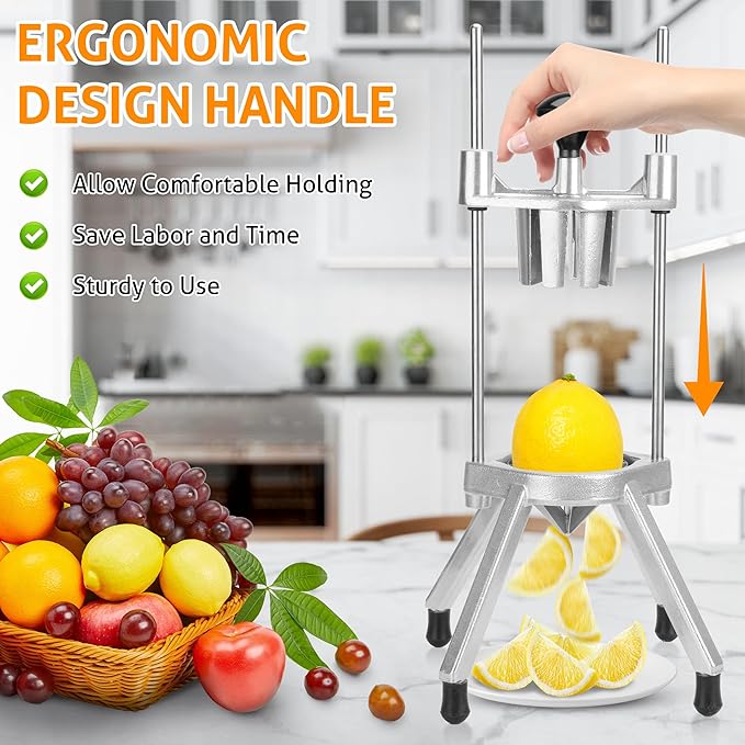 WICHEMI Commercial Easy Wedger 8 Section Lemon Slicer Lemon Cutter Commercial Fruit Cutter Slicer Lime Cutter Orange Slicer Commercial Vegetable Chopper Dicer for Home Bar Restaurant