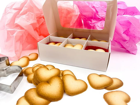 Treat boxes with window and dividers | 6 SMALL compartments | 6.5 x 4.5 x 1.9 in | Chocolate covered strawberries supplies, macaron boxes, baked goods packaging | 20-pack (White)