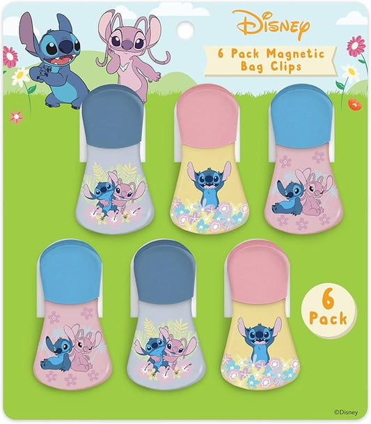 Disney Magnetic Chip Clips – Set of 6 Bag Clips for Food Storage - Mickey, Minnie, Lilo & Stitch, Winnie The Pooh – Durable Airtight Bag Chip Clips for Pantry & Fridge Use