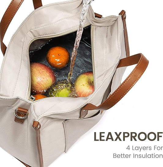 LOVEVOOK Lunch Bag Women Fashion,Lightweight Large Capacity Insulated Lunch Box for Office Work Picnic,Nude-Apricot,M