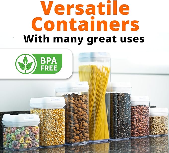 Cereal Containers Storage - 7 Pieces Airtight Food Storage Containers BPA Free Plastic Food Storage Containers with Lids Rice Container Includes Labels