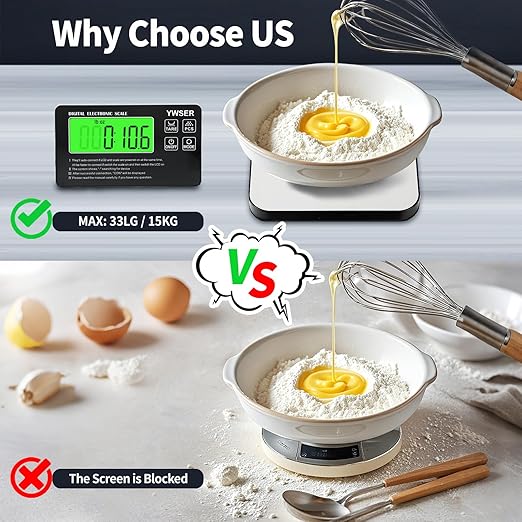 Food Scale, 2024 Newly Split Designed 33lb Digital Kitchen Scale with 7 Units Tare Function & LCD Display,1g Precise Graduation Food Scale Weight for Baking/Cooking/Dieting/Meal Prep1
