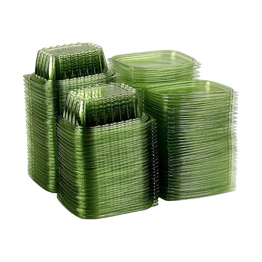 ECO PRODUCTS Compostable 12oz Rectangular Deli Containers With Lids, Pack of 100, Veridian Clear Green Meal Prep, Made from PLA, A Renewable Material Made from Plants, One Lid Fits All