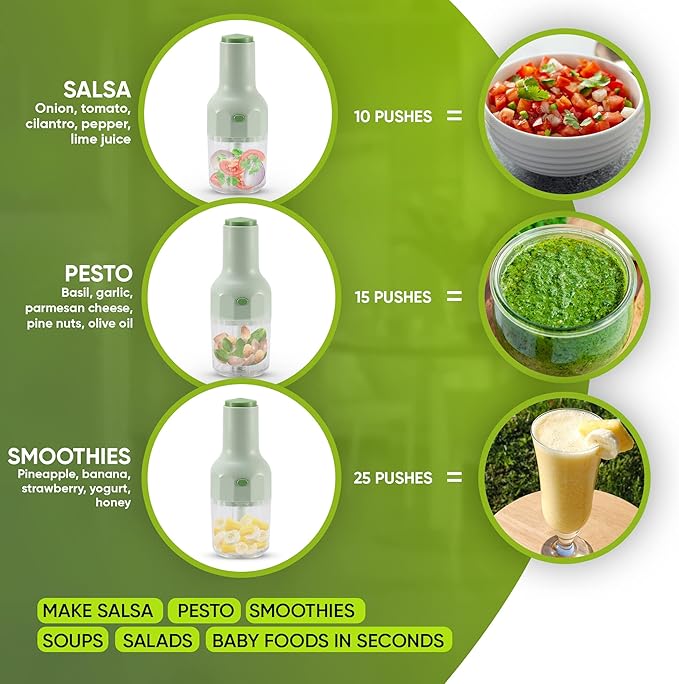 Brieftons Express Manual Food Chopper: 2-Cup, Hand Chopper Vegetable Cutter to Chop Veggies, Fruits, Herbs, Garlic Onion Chopper for Salsa, Salad, Pesto, Hummus, Guacamole, Coleslaw, Indian Cooking