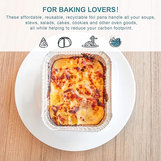 1LB Aluminum Pans with Clear Lids (50PACK)，Foil Pans - to Go Food Containers，Recyclable Aluminum Foil with Strong Seal for Freshness & Spill Resistance- 5.5"x 4.5"x 1.57"
