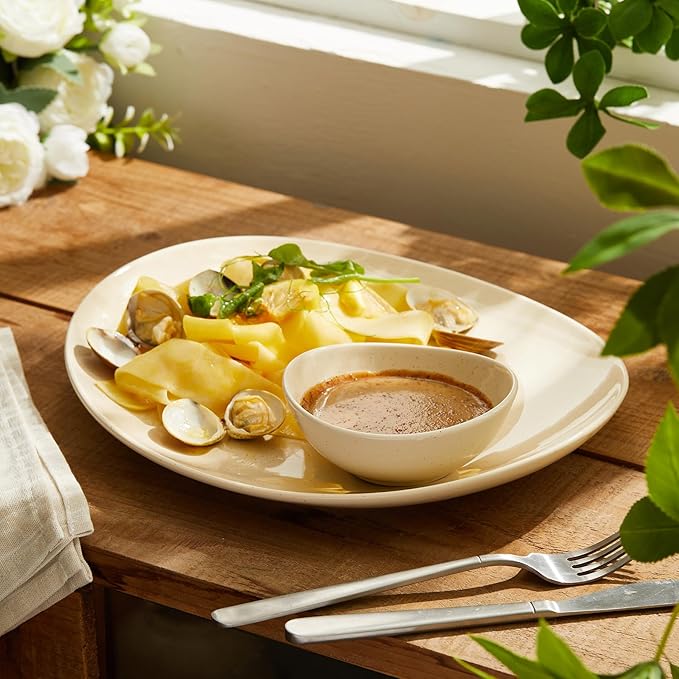 Sweese 4 Inch Porcelain Small 4 oz Bowls for Sauce | Charcuterie | Dipping | Snack | Condiment | Side Dishes Set of 6 - Microwave, Dishwasher and Oven Safe - Beige