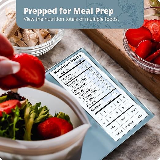 Nutrition Scale by Greater Goods with Food Grade Glass, Perfect for Calorie Counting, Meal Prep, and Weight Loss (Stone Blue)