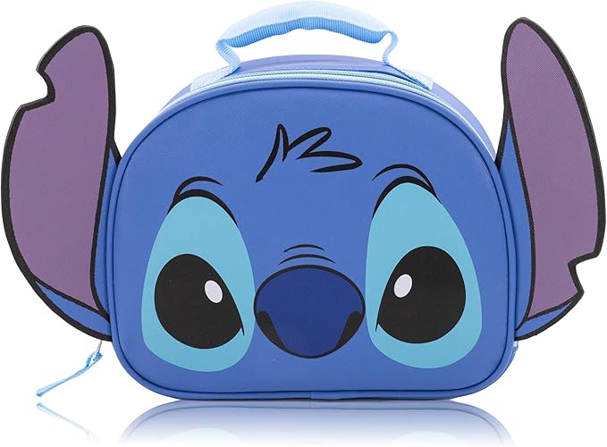 Disney Lilo and Stitch Lunch Box for Kids | PU Leather Insulated Lunch Bag Lunch Box for Girls, Boys, Unisex, Toddlers | Stitch Blue Reusable Lunchbox