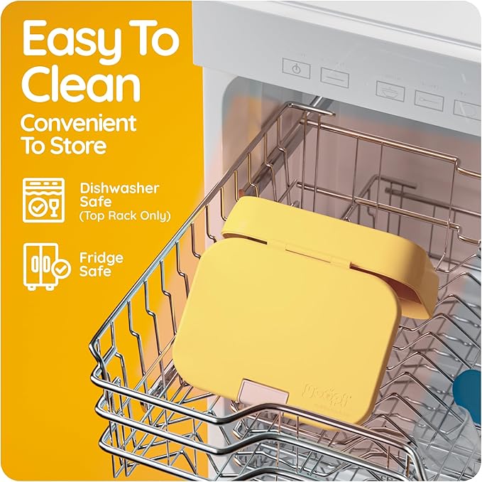 Digital bento lunch box for kids offers ideal portion sizes. Leakproof, lightweight and dishwasher-safe, this durable bento box for kids & toddler is also BPA-free, available in Sunny Yellow